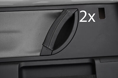 grey stitching FITS VW BEETLE 98-11 BLACK LEATHER 2X DOOR HANDLE COVERS ONLY