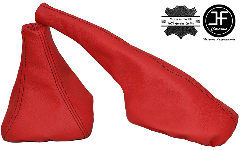 RED LEATHER BLACK STITCH GAITERS SET FOR SEAT IBIZA CORDOBA MKII 6K 1993-1999