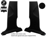 BLACK REAL TOP GRAIN LEATHER 2X LOWER B PILLAR COVERS FITS AUDI Q5 2008-2015