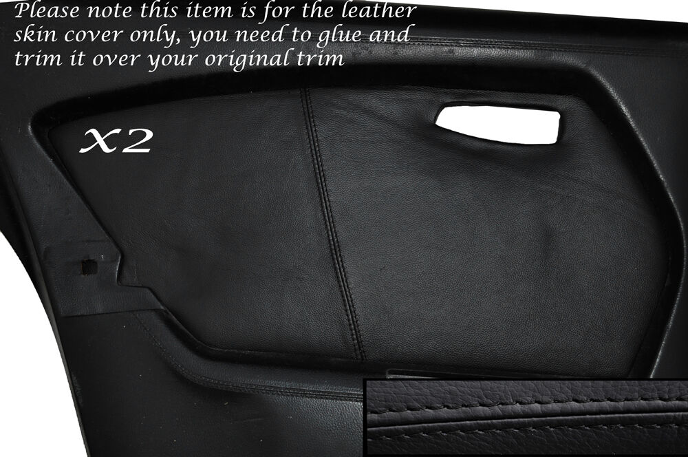 BLACK STITCHING 2X REAR DOOR CARD LEATHER SKIN COVERS FITS MERCEDES W116 72-80