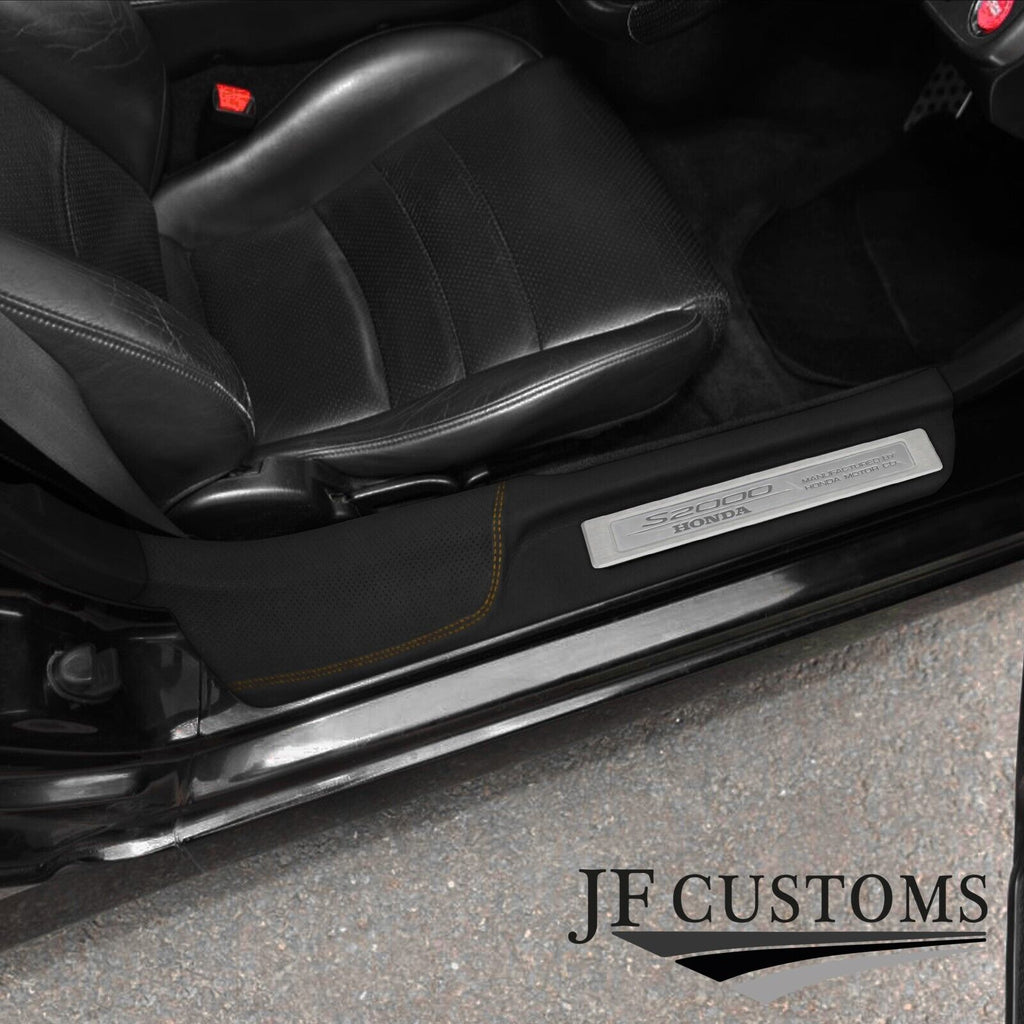 FOR HONDA S2000 YELLOW STITCH DOOR SILL TRIM COVER PERFORATED & TOP GRAIN LEATHE