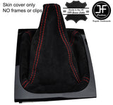 RED STITCHING SUEDE MANUAL GEAR GAITER FITS MITSUBISHI L200 2015-2018 CUSTOM NEW