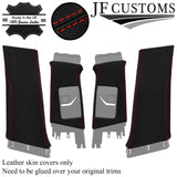 RED STITCH 4X LOWER UPPER B PILLAR COVER FOR VAUXHALL INSIGNIA G09 MK1 08-17