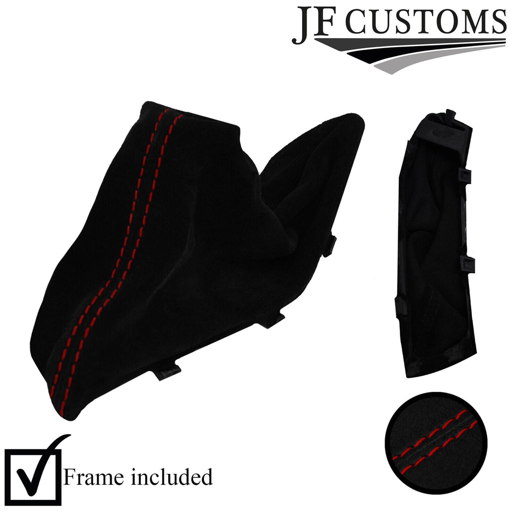 D RED STITCH SUEDE HANDBRAKE GAITER + PLASTIC FRAME FOR BMW 1 F20 F21 2011-2018