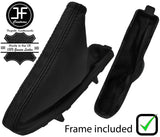 BLACK STITCH LEATHER HANDBRAKE GAITER+PLASTIC FRAME FITS FORD MUSTANG 2010-2014