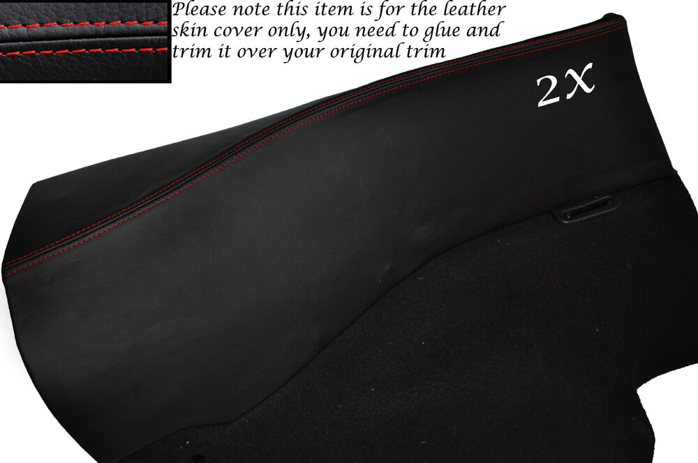 RED STITCH 2X REAR DOOR CARDS LEATHER SKIN COVERS FITS NISSAN 300ZX Z32 90-96