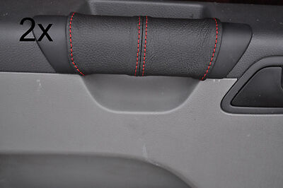 red stitch FITS VW T5 TRANSPORTER CARAVELLE CAMPER 2X HANDLE LEATHER COVERS