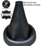 BLUE STITCH CARBON FIBER VINYL GEAR GAITER FITS BMW MINI R50 R52 R53 2001-2006