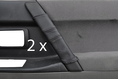 black stitching FITS MITSUBISHI SHOGUN 2000-2011 2X DOOR HANDLE LEATHER COVERS