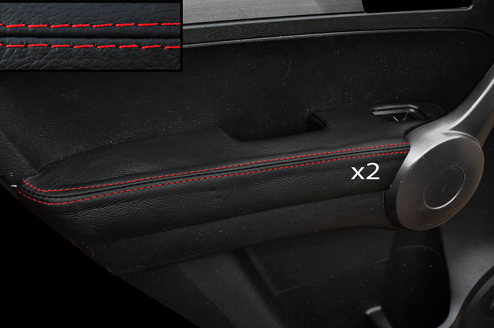 RED DOUBLE STITCH 2X REAR DOOR ARMREST SKIN COVERS FITS HONDA CRV 2006-2012