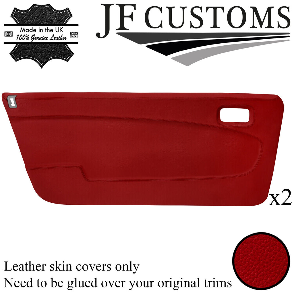 D RED LEATHER 2X FRONT DOOR CARD COVER FOR LANCIA BETA VOLUMEX COUPE JF2