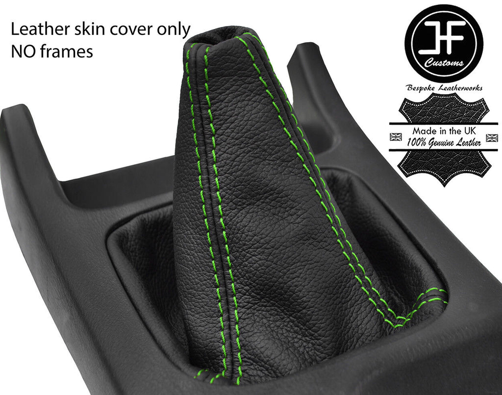 GREEN STITCH TOP GRAIN LEATHER GEAR GAITER FOR SUBARU IMPREZA WRX STI 2001-2005