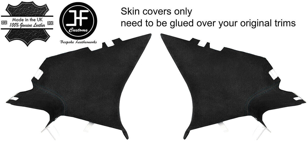 BLACK STITCH 2X REAR D PILLAR SUEDE COVERS FITS FORD FOCUS MK3 12-18 5 DOOR