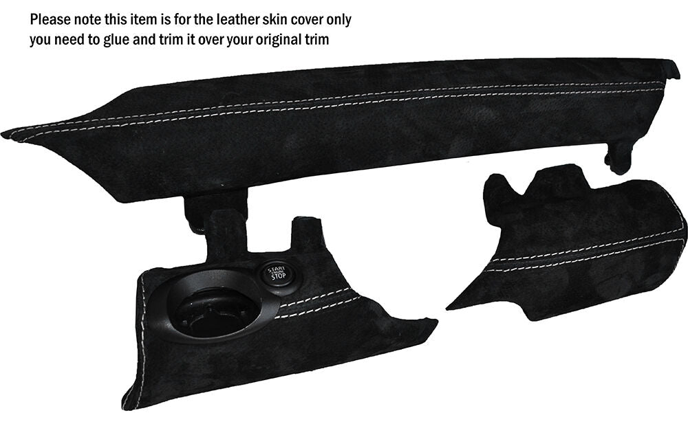 WHITE STITCH 3 PIECE LOWER DASH TRIM SUEDE SKIN COVERS FITS BMW MINI R56 07-14