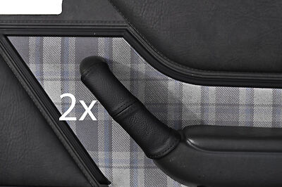 black stitch FITS FORD CAPRI MK3 2X FRONT DOOR HANDLE LEATHER COVERS CUSTOM NEW