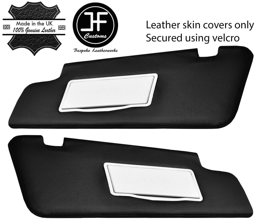 BLACK STITCHING 2X SUN VISORS LEATHER COVERS FITS LAND ROVER DISCOVERY 4 09-16