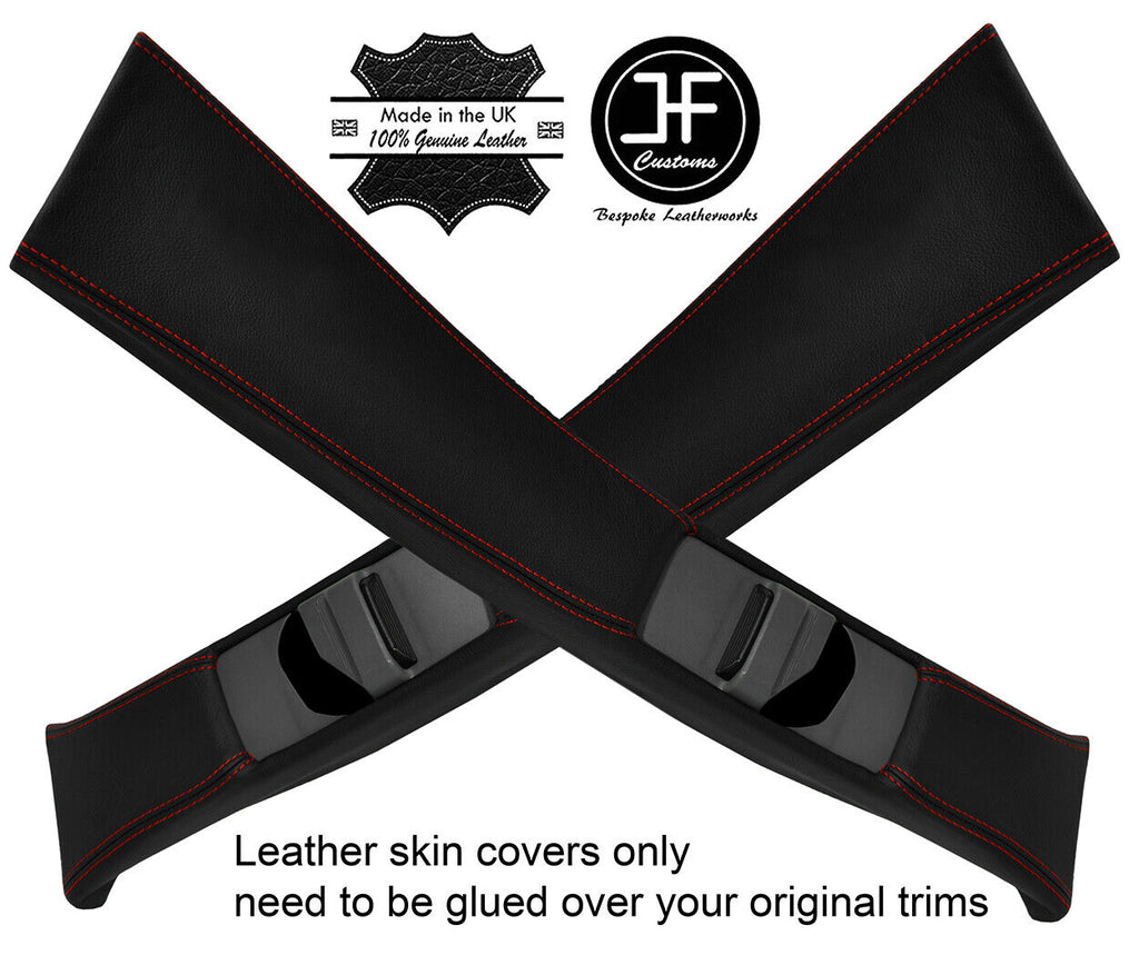 RED STITCH 2X B PILLAR REAL LEATHER COVERS FOR MERCEDES E CLASS W210 95-02
