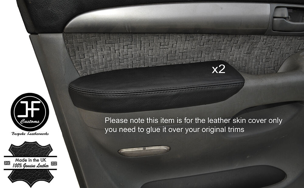BLACK STITCH 2X FRONT DOOR ARMREST LEATHER COVER FITS TOYOTA LAND CRUISER J120