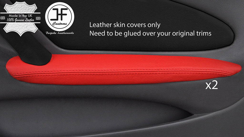 RED REAL LEATHER 2X FRONT DOOR ARMREST COVERS FITS TOYOTA CELICA MK7 1999-05