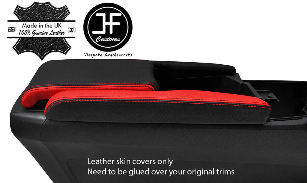 BLACK&RED LEATHER CONSOLE SIDE TRIM&ARMREST COVER FITS HONDA CIVIC MK10 17-19