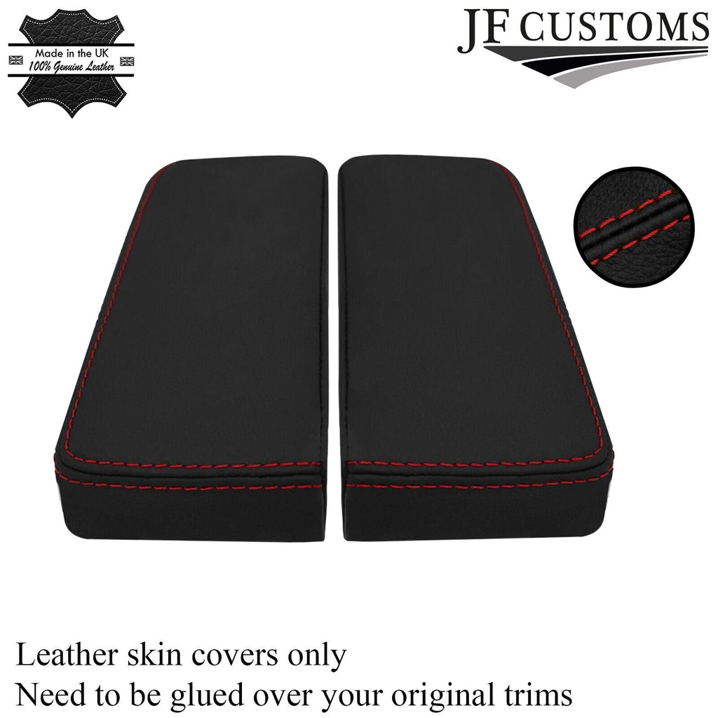 DARK RED STITCH 2X ARMREST LEATHER COVERS FITS TESLA MODEL S 2012-2017
