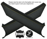 YELLOW STITCHING 2X REAR C PILLAR LEATHER COVERS FITS FORD ESCORT MK2 CUSTOM NEW