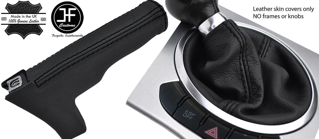BLACK STITCH TOP GRAIN LEATHER GEAR & HANDBRAKE GAITER FOR AUDI TT MK2 2006-14