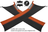 BLACK & ORANGE REAL LEATHER 2X A PILLAR COVERS FOR VW T5 TRANSPORTER CARAVELLE