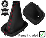RED STITCH REAL LEATHER GEAR GAITER+PLASTIC FRAME FITS PEUGEOT 108 2014-2018