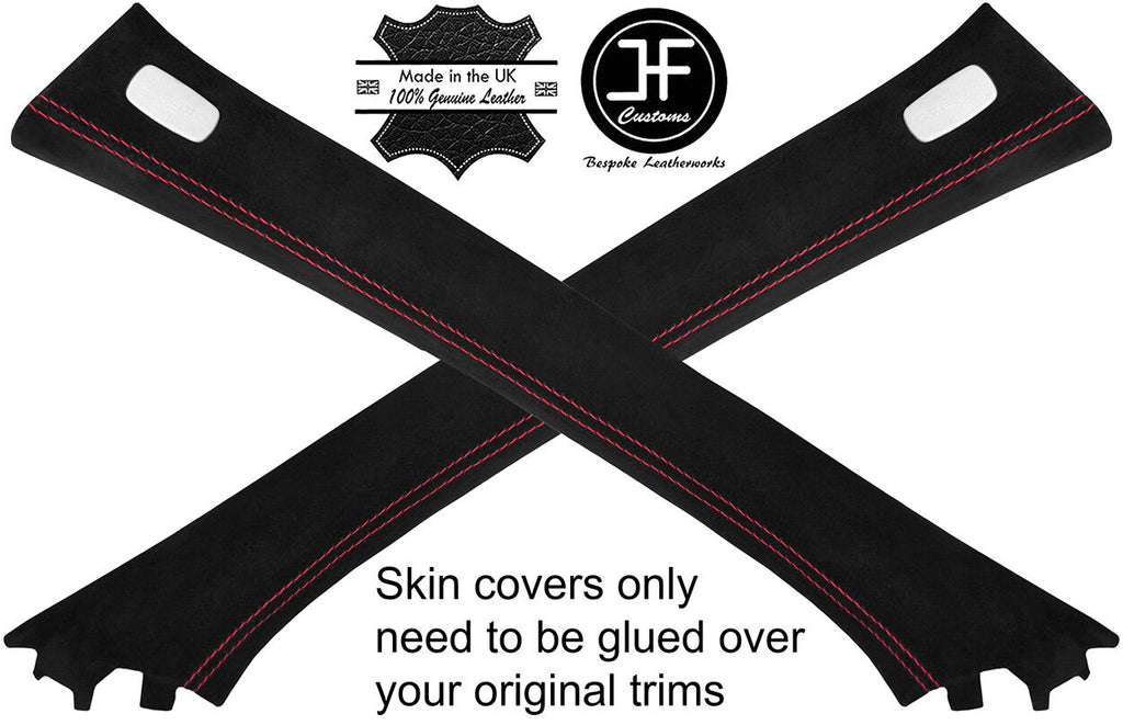 RED STITCH 2X A PILLAR REAL SUEDE COVERS FITS MERCEDES S CLASS W221 06-13