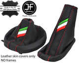 RED STITCH ITALIAN FLAG LTHR GEAR HANDBRAKE GAITER FOR FIAT 124 SPIDER 16-18