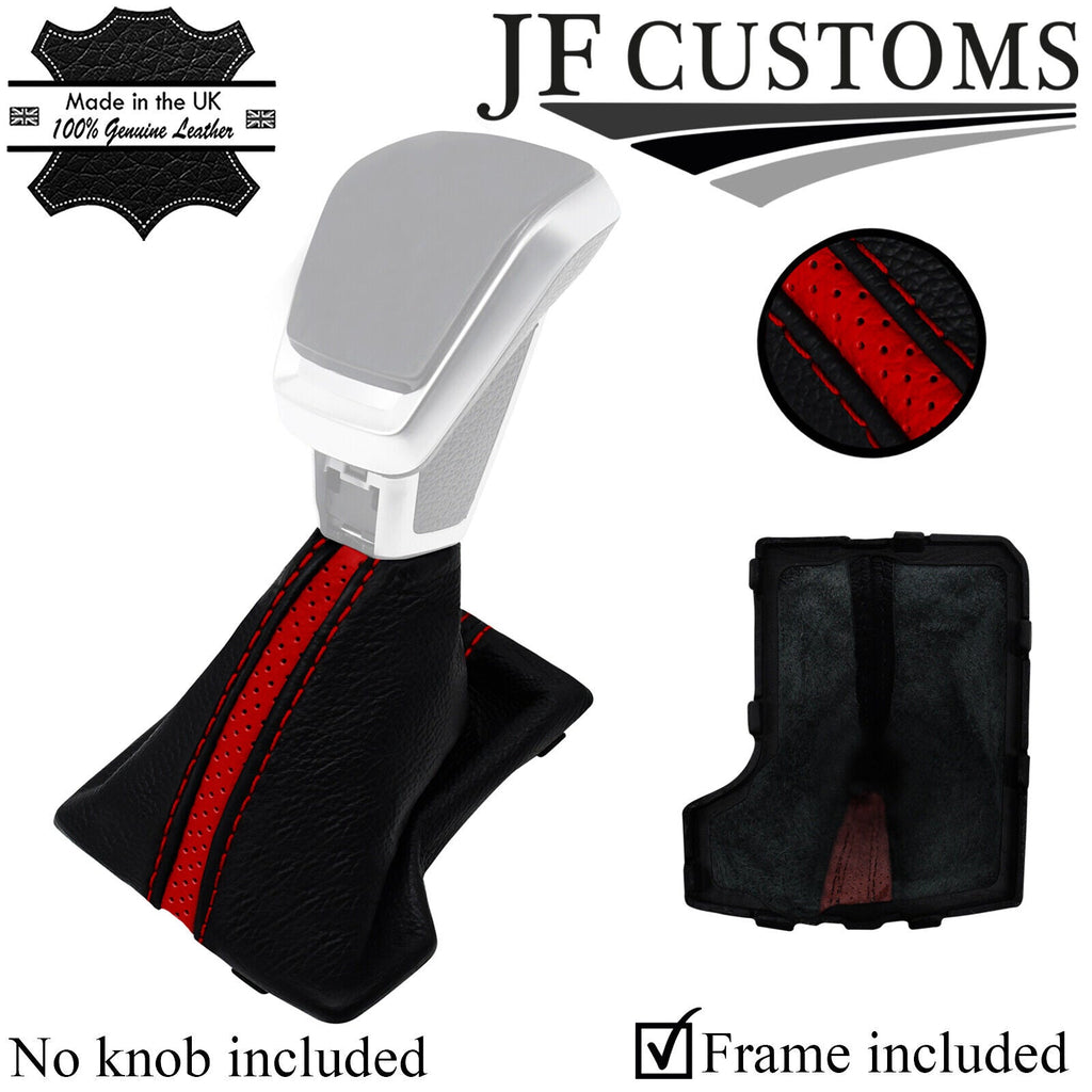 D RED STITCH LEATHER AUTO GEAR GAITER+FRAME FOR SSANGYONG KORANDO MK4 19-21 JF2