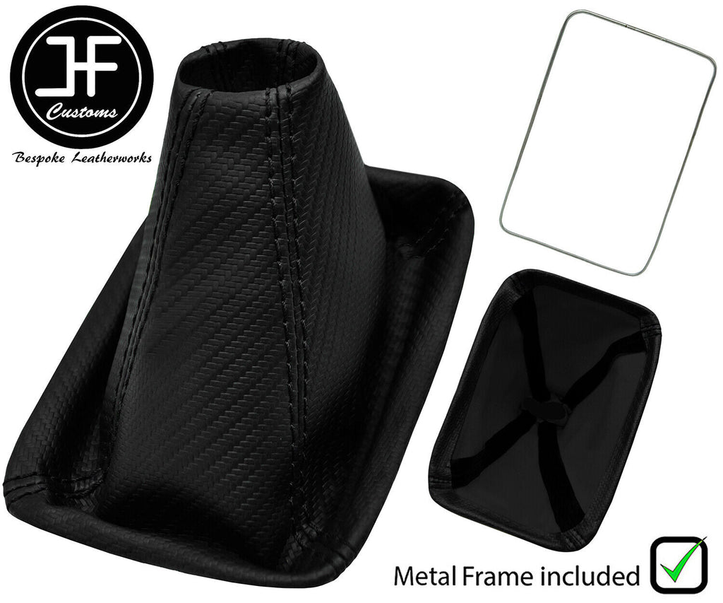 BLACK STITCH CARBON VINYL GEAR GAITER+METAL FRAME FOR TOYOTA MR2 MK1 AW11 85-89