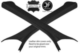 BLACK & BLACK 2 TONE 2X A POST PILLAR LEATHER COVERS FITS PORSCHE MACAN 14-18