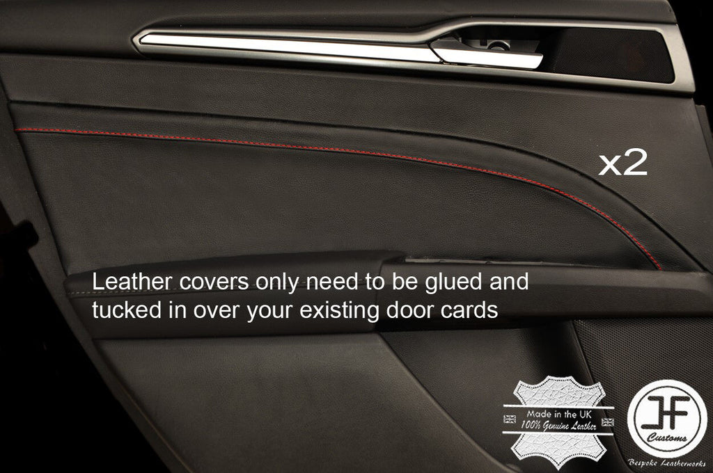 RED STITCH 2X REAR DOOR CARD TRIM LEATHER COVERS FITS FORD MONDEO MK5 14-17