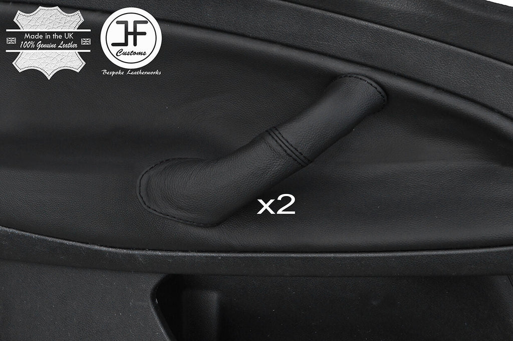 BLACK STITCH 2X FRONT DOOR HANDLE LEATHER COVER FITS FORD MONDEO MK4 2007-2013