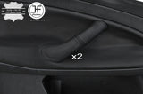 BLACK STITCH 2X FRONT DOOR HANDLE LEATHER COVER FITS FORD MONDEO MK4 2007-2013