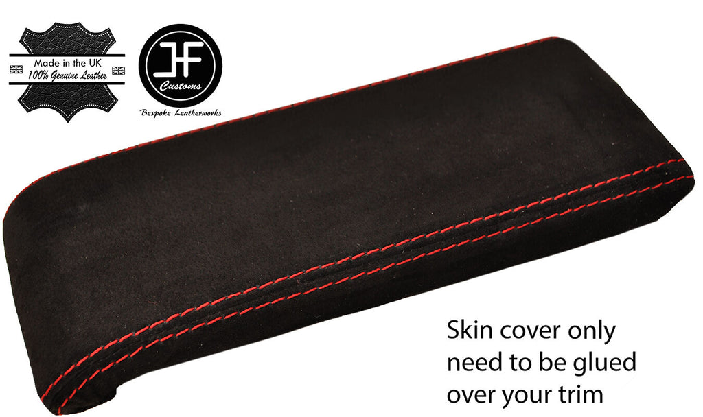 RED STITCHING REAL SUEDE ARMREST LID COVER FITS VW BEETLE 2011-2016 CUSTOM NEW