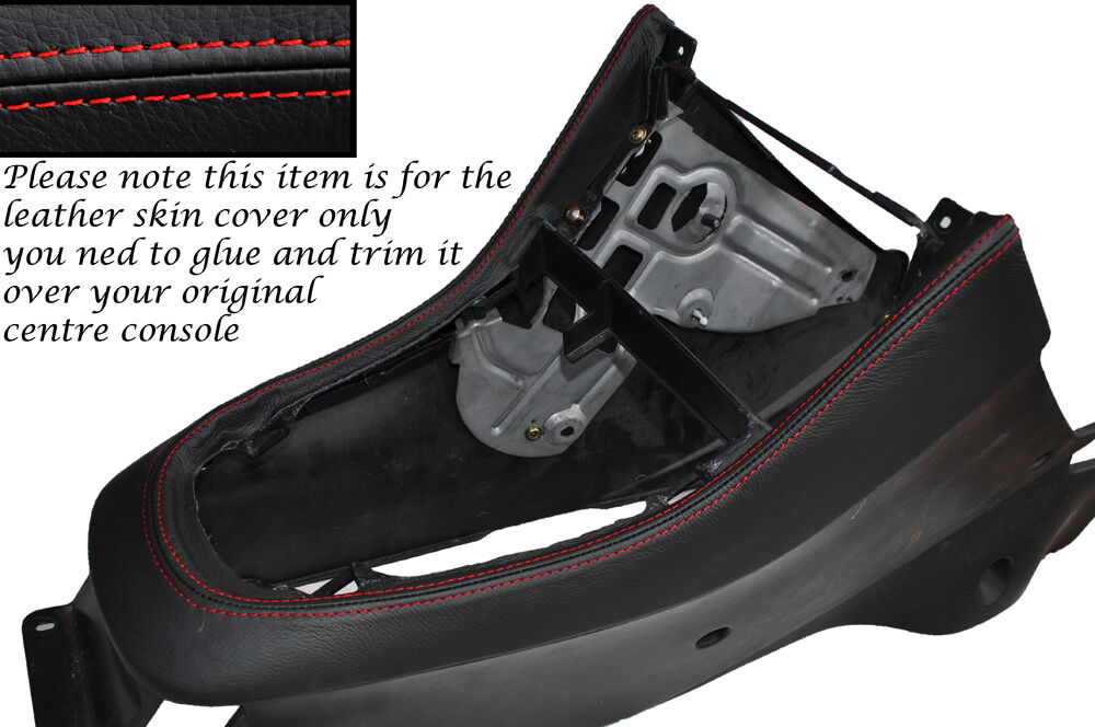 RED STITCH GEAR SURROUND LEATHER SKIN COVER FITS MITSUBISHI FTO 1994-2001