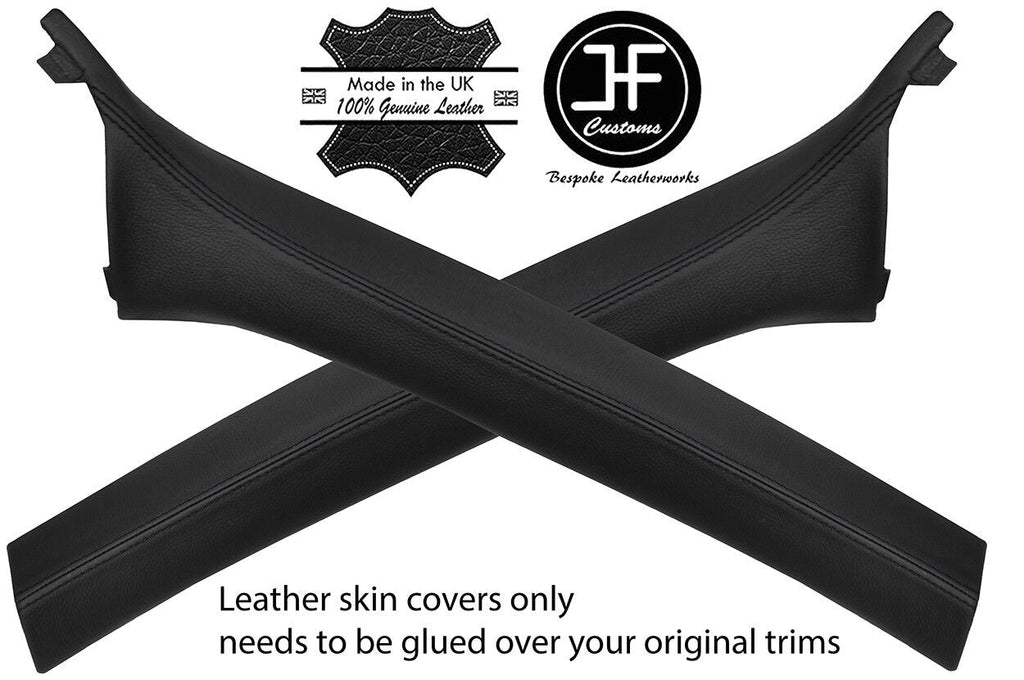 BLACK STITCH 2X A PILLAR LEATHER COVERS FOR BMW 3 E46 CONVERTIBLE 98-05 STYLE 2
