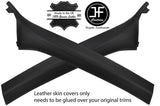 BLACK STITCH 2X A PILLAR LEATHER COVERS FOR BMW 3 E46 CONVERTIBLE 98-05 STYLE 2