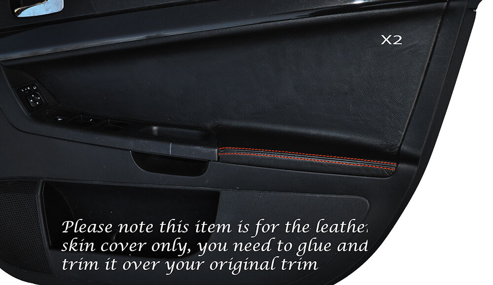 ORANGE STITCH 2X FRONT DOOR CARD TRIM SKIN COVER FITS MITSUBISHI LANCER EVO X 10