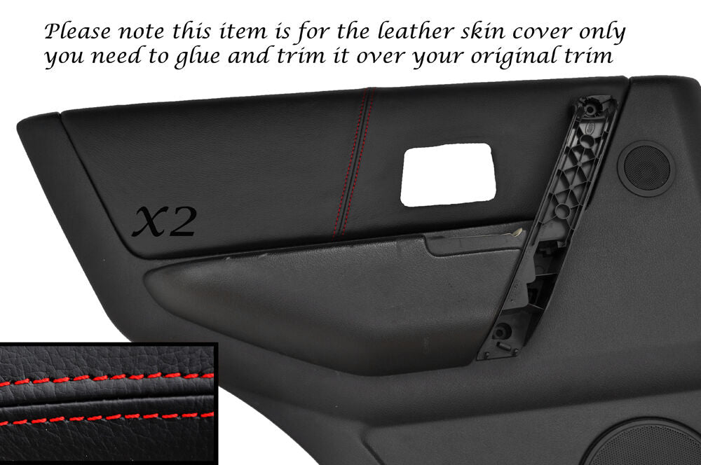 RED STITCH 2X REAR DOOR CARD LEATHER COVERS FITS LANDROVER FREELANDER 04-06