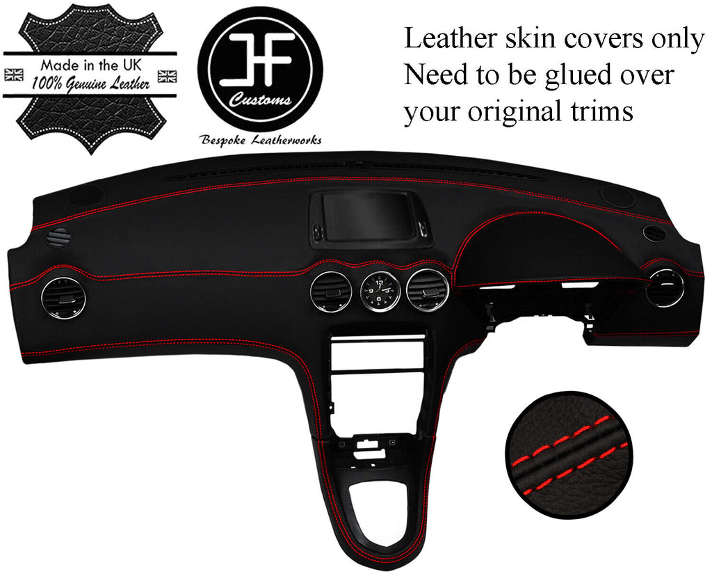 RED STITCH DASH DASHBOARD REAL LEATHER COVER FITS PEUGEOT RCZ 2009-2016