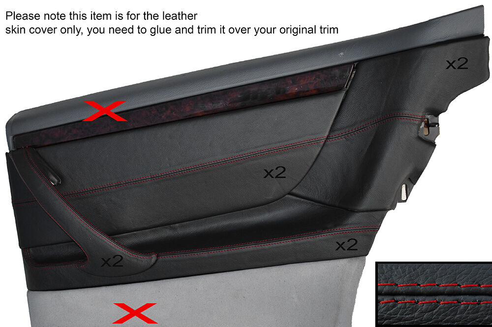 RED STITCH REAR DOOR CARD LEATHER KIT COVERS FITS MERCEDES CL500 W215 99-05