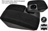 BLACK STITCH 2X SINGLE CUP ARMREST LID REAL SUEDE COVERS FITS AUDI Q7 2007-2015