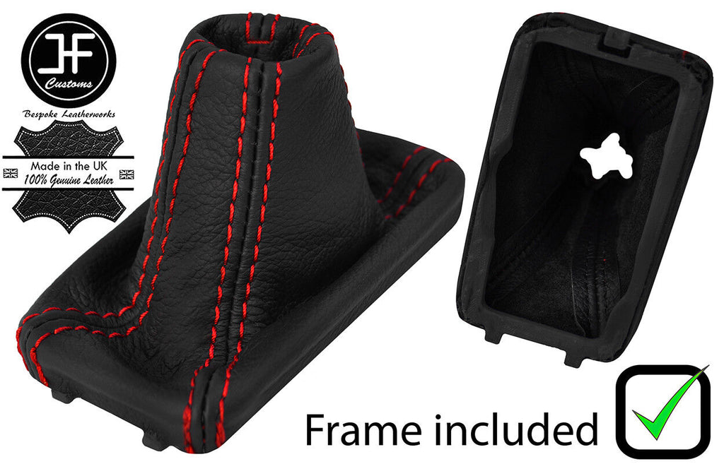 RED STITCH LEATHER AUTOMATIC GEAR GAITER PLASTIC FRAME FOR VOLVO XC90 15-19