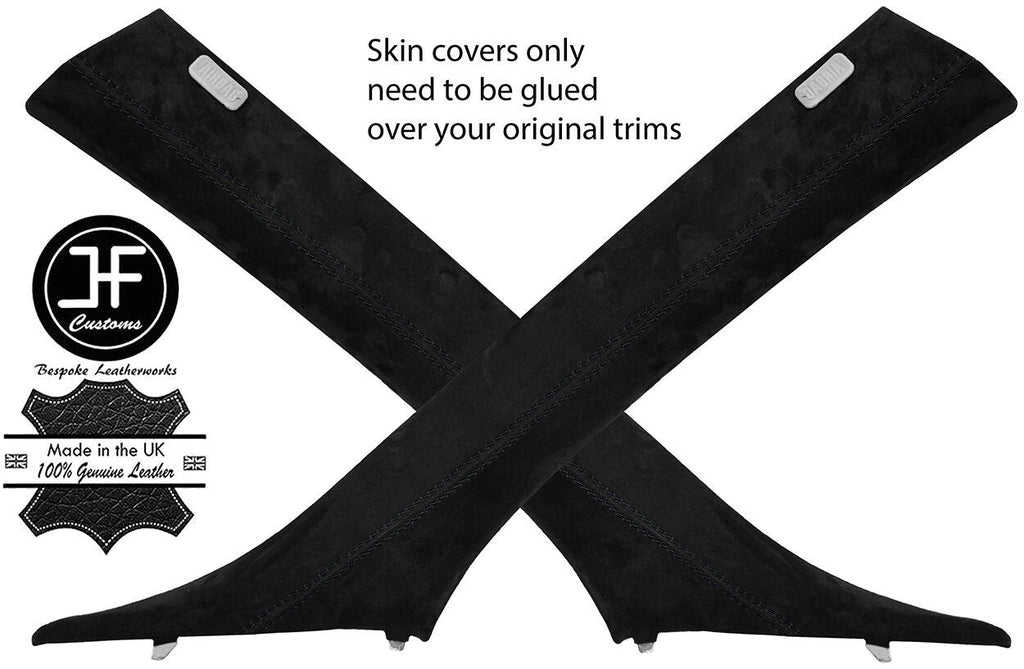 BLACK STITCH 2X A PILLAR  SUEDE COVERS FOR BMW 6 SERIES E63 COUPE 2004-2010