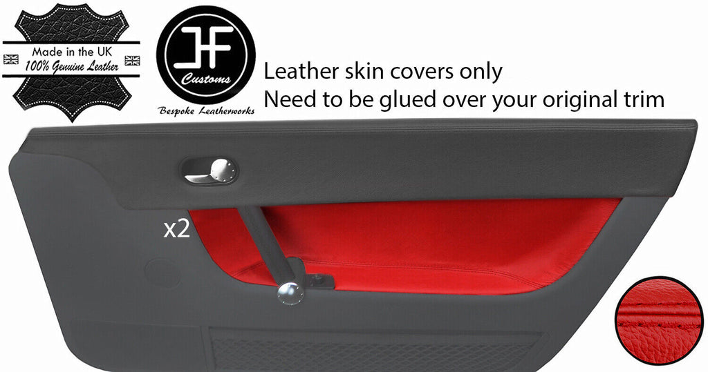 RED REAL LEATHER 2X DOOR CARD TRIM COVERS FITS AUDI TT MK1 1998-2006 CUSTOM NEW