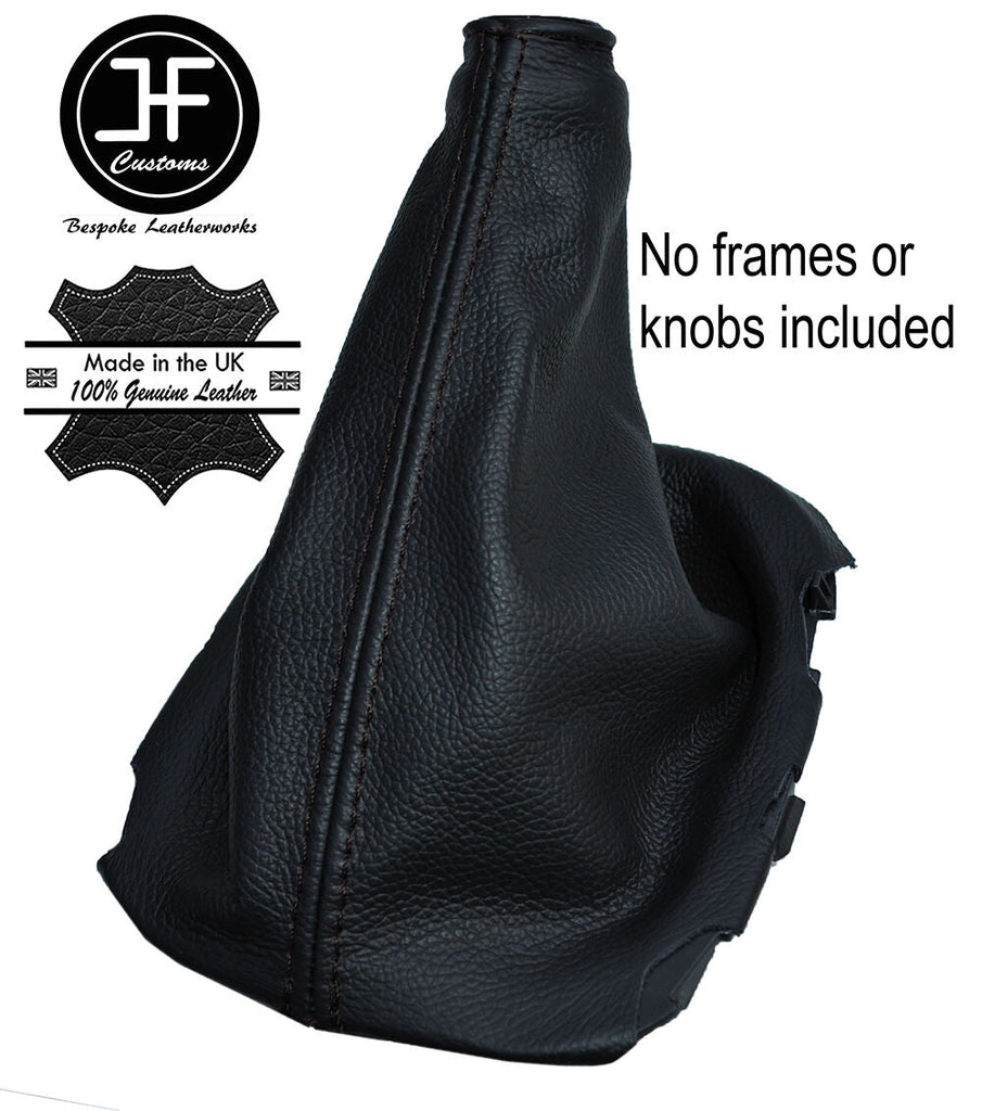 BLACK STITCH LEATHER GEAR GAITER FITS TOYOTA AYGO CITROEN C1 PEUGEOT 108 14-16